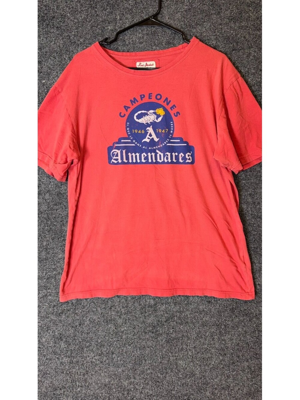 Red Jacket Mens Large Almendares Campeones 1946-1947 Cuban League Shirt Red Tee